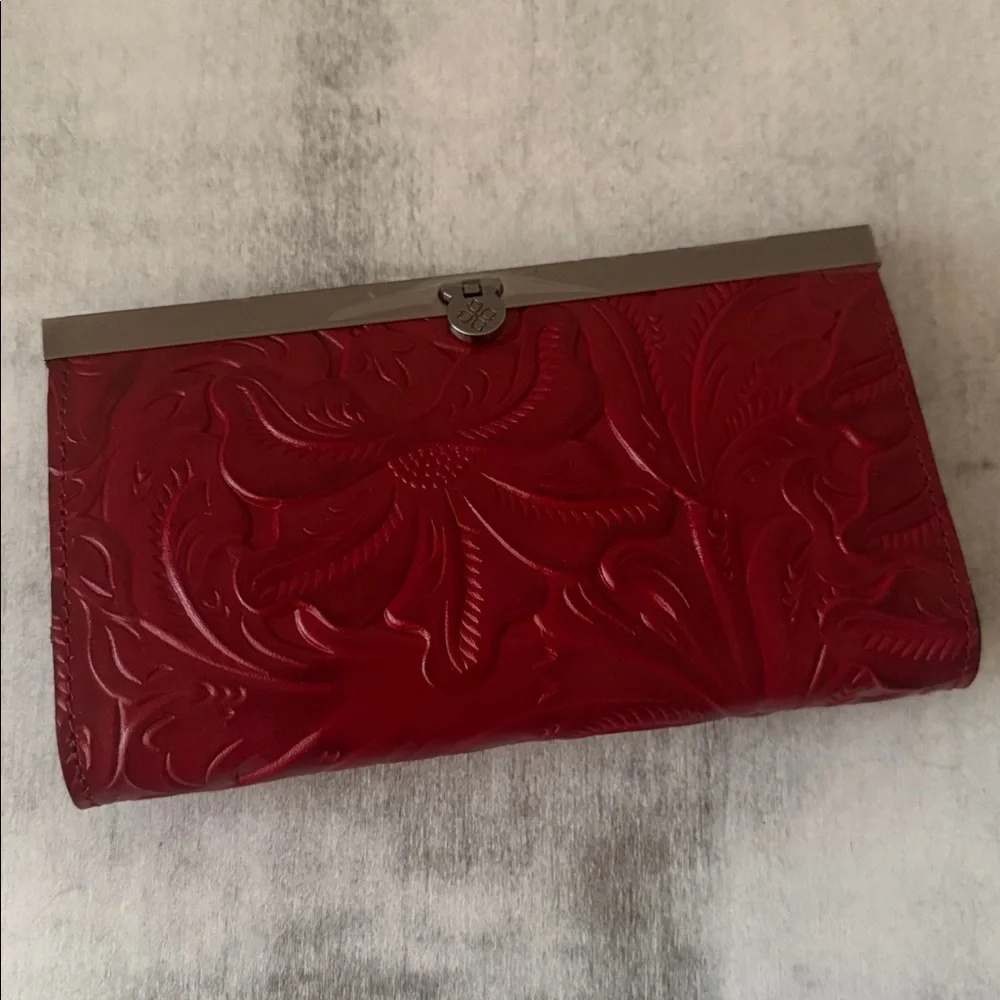 Patricia Nash Wallet Framed Tooled  Cauchy Lava Red